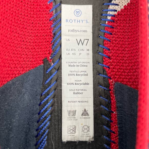 Rothy’s Mirror Stripe Red White Blue Round Toe Flats Special Edition Shoe Size 7 - Picture 13 of 14